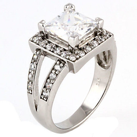Sophia: 3.62ct Large Princess Cut Solitaire Split Band Engagement Ring - 1000Jewels.com