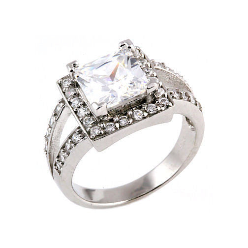Sophia: 3.62ct Large Princess Cut Solitaire Split Band Engagement Ring - 1000Jewels.com