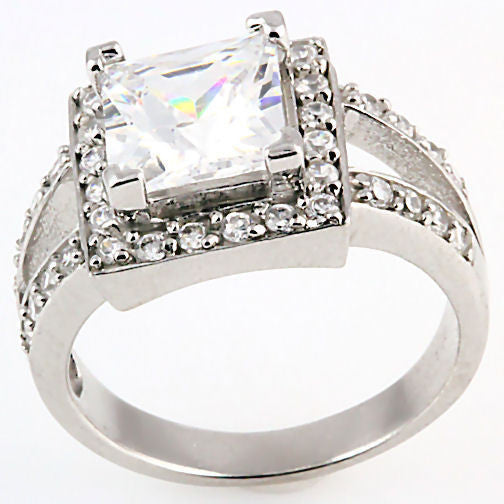 Sophia: 3.62ct Large Princess Cut Solitaire Split Band Engagement Ring - 1000Jewels.com