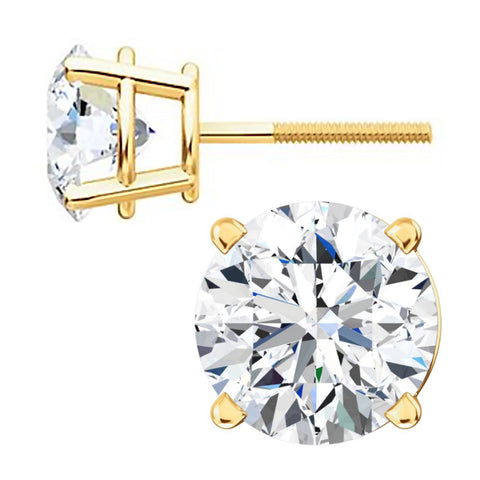 5mm, 1.0cts Ice on Fire CZ Screw Back Stud Earrings 14K Yellow Gold Vermeil - 1000Jewels.com