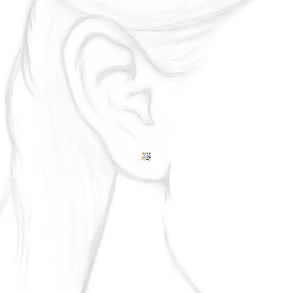 3mm, 0.2cts Ice on Fire CZ Safety Screw Back Earrings 14K Yellow Gold - 1000Jewels.com