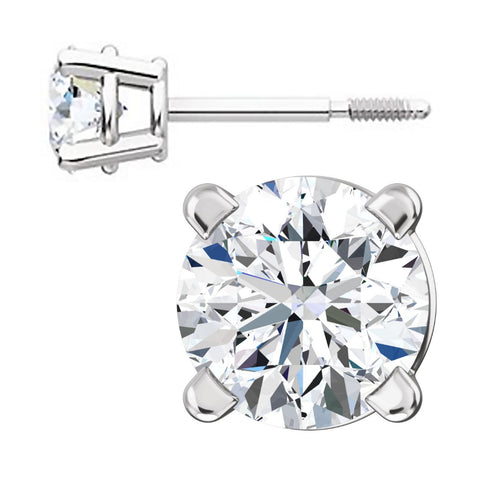 4mm, 0.5cts Ice on Fire CZ Safety Screw Back Earrings 14K White Gold - 1000Jewels.com