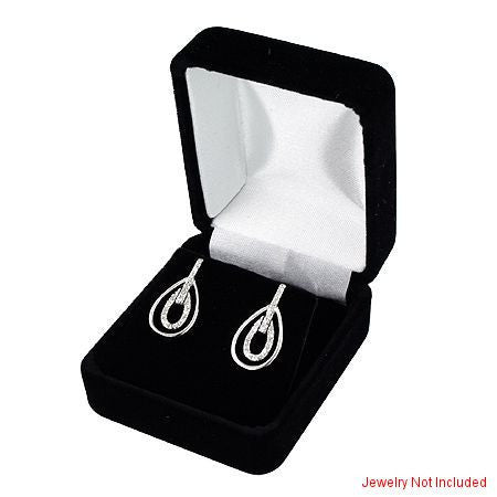 Earring Gift Box: Standard Size Flocked Black Velvet Jewelry Box - 1000Jewels.com
