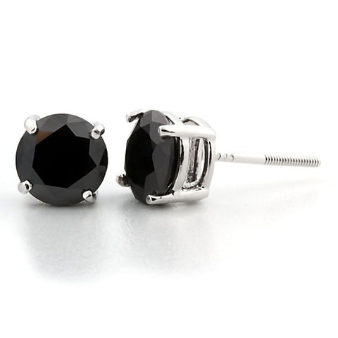 Chris: 7mm, 2.50ct Black Ice Simulated Diamond CZ Screw Back Earrings - 1000Jewels.com