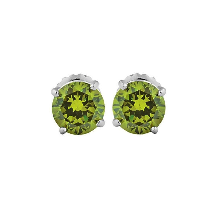 Ellah: 6mm, 1.5ct Peridot Ice CZ Screw Back Earrings Sterling Silver - 1000Jewels.com