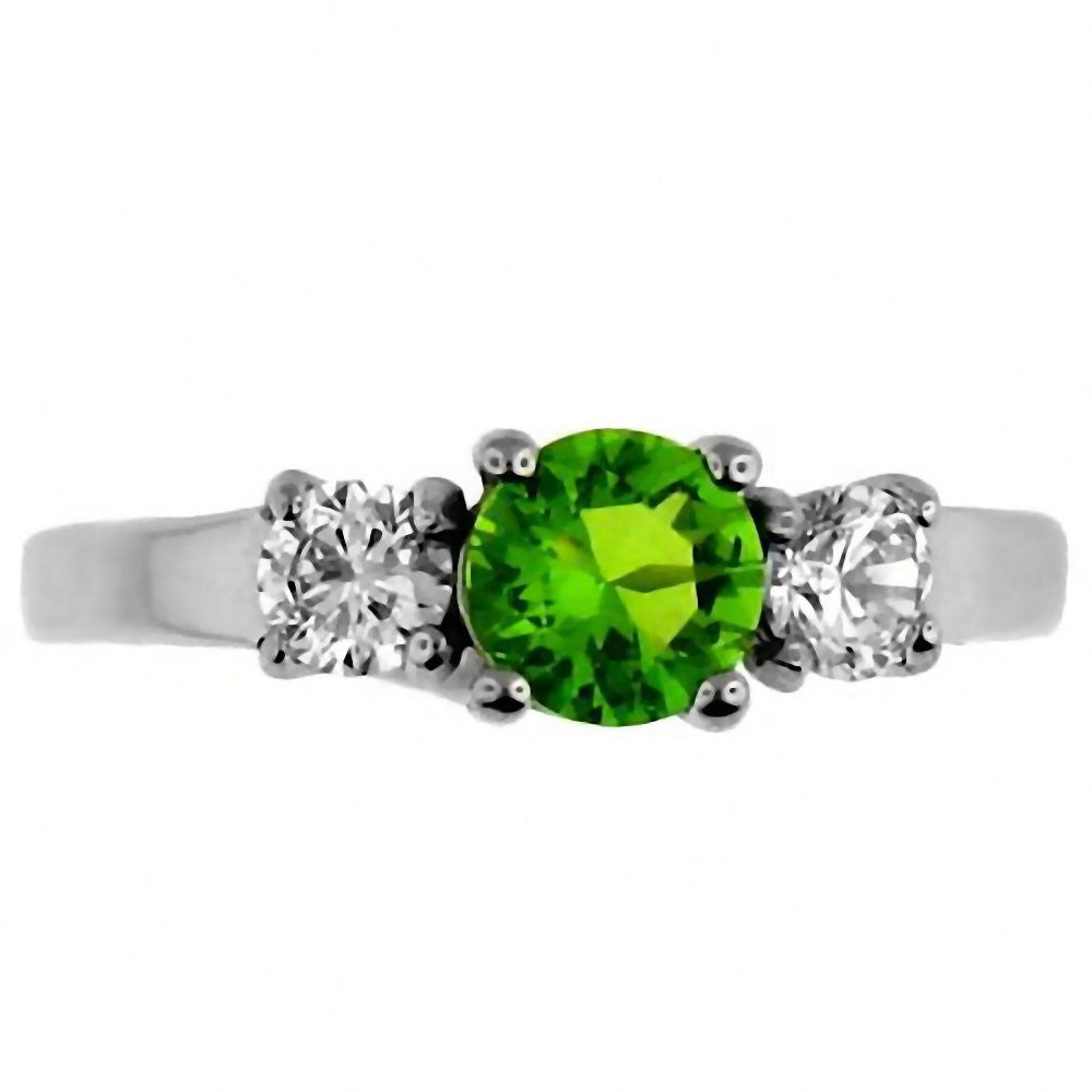 Onnika: 1.25c 3 Stone Peridot Ice CZ 316 Steel Engagement Ring - 1000Jewels.com