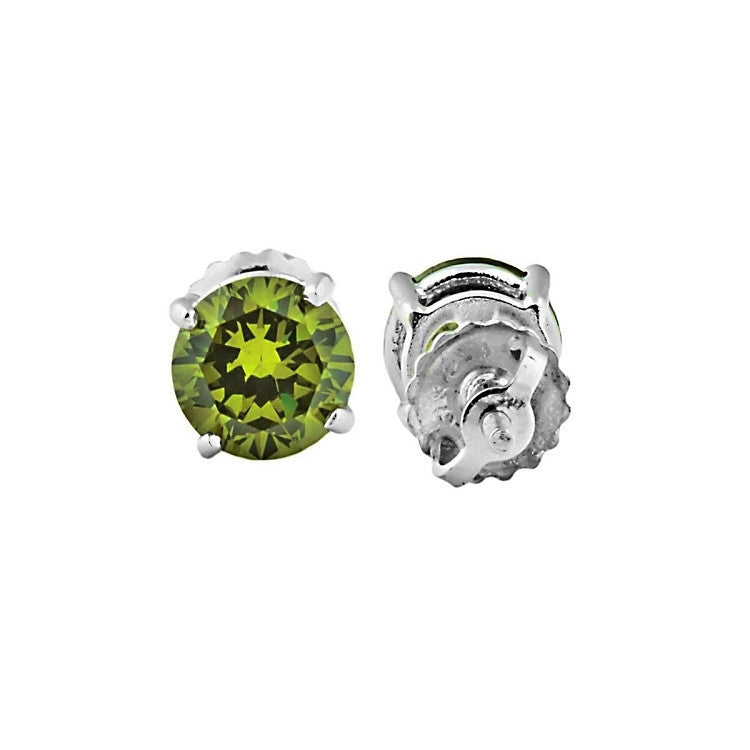 Ellah: 6mm, 1.5ct Peridot Ice CZ Screw Back Earrings Sterling Silver - 1000Jewels.com