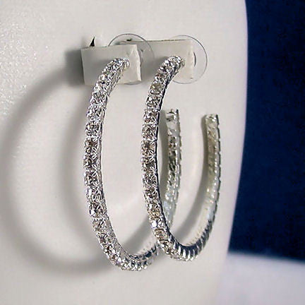 CD Lock Earrings Silver-Finish Metal and Silver-Tone Crystals
