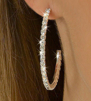 Delicia: 52mm Swarovski Crystal Rhinestone Hoop Post Earrings - 1000Jewels.com