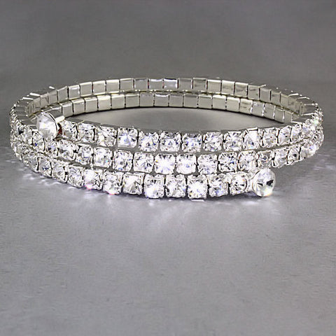 Brianna: 2 Row Wrap Around Swarovski Crystal Flex Cuff Bangle Bracelet - 1000Jewels.com