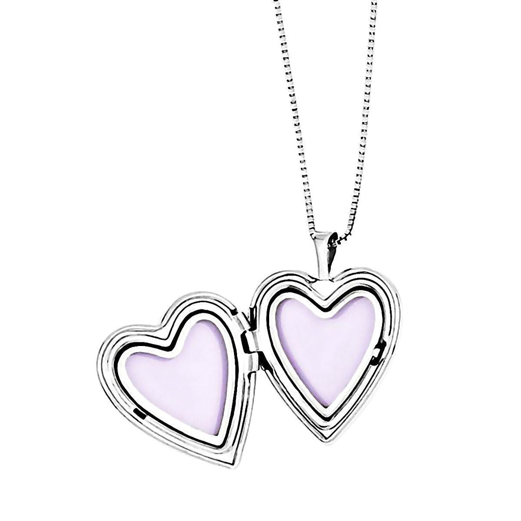 Textured Heart Just Like Mommy 925 Silver Locket and Pendant Necklace Set - 1000Jewels.com
