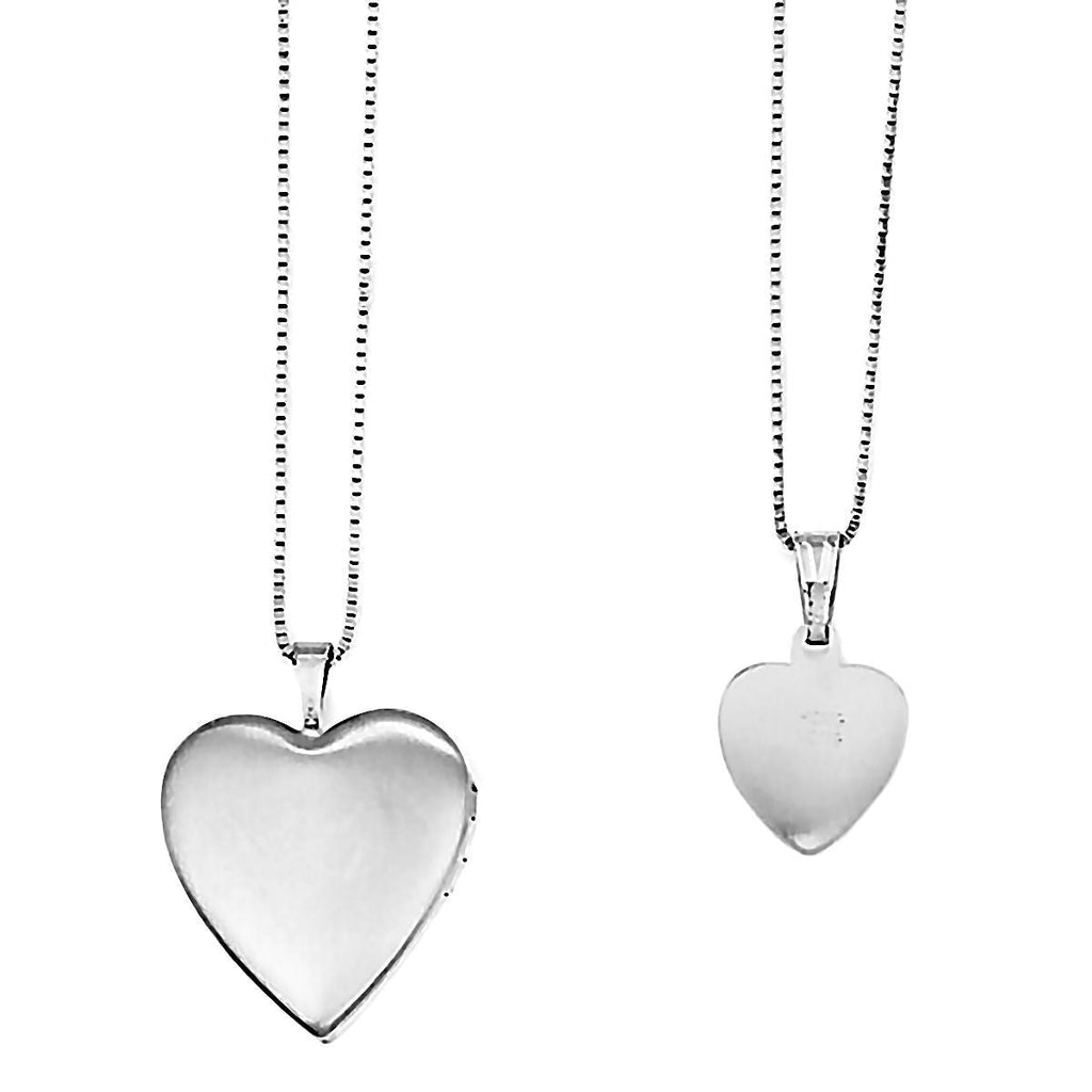 Textured Heart Just Like Mommy 925 Silver Locket and Pendant Necklace Set - 1000Jewels.com