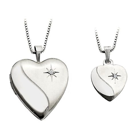Star Just Like Mommy Genuine Diamond 925 Silver Locket and Pendant Necklace Set - 1000Jewels.com