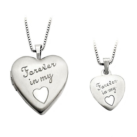 Forever in my Heart Just Like Mommy 925 Silver Locket and Pendant Necklace Set - 1000Jewels.com