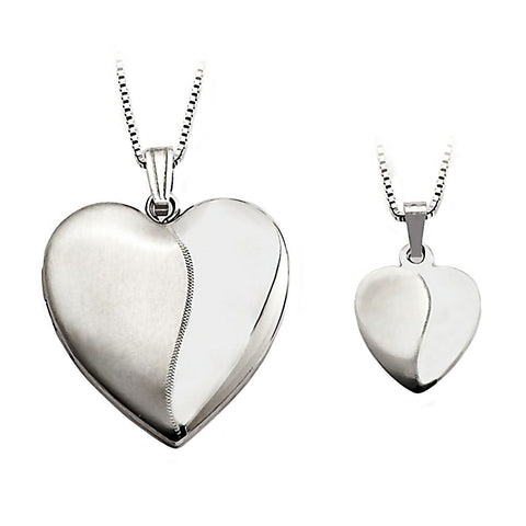 2 Tone Just Like Mommy 925 Silver Heart Locket and Pendant Necklace Set - 1000Jewels.com