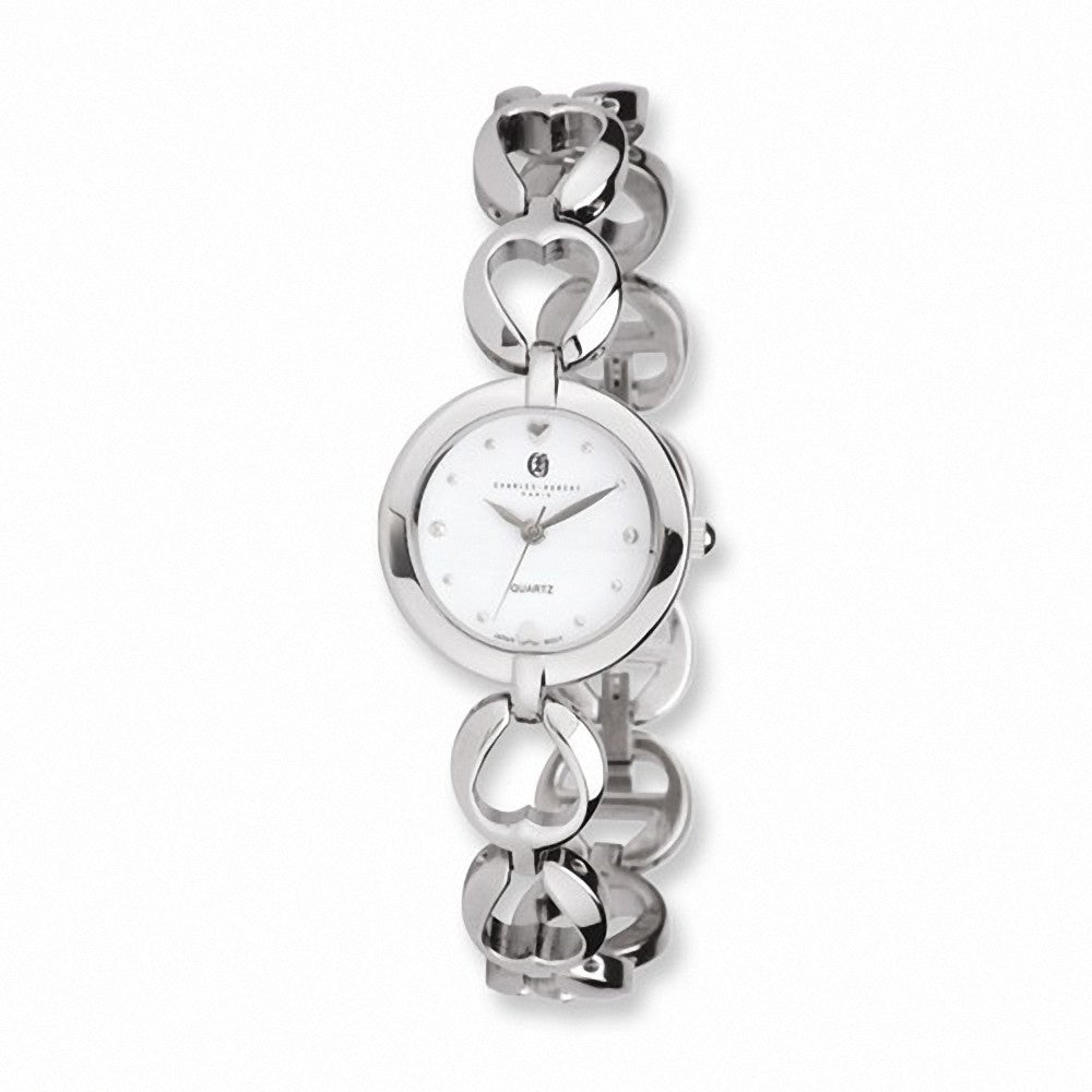Charles Hubert Paris: Womens White Dial Quartz Chrome Finish Brass Watch 6826-W - 1000Jewels.com
