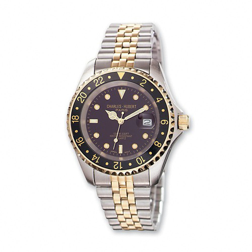 Charles Hubert Paris: Mens Black Dial Two-Tone Stainless Steel Wrist Watch 3663 - 1000Jewels.com