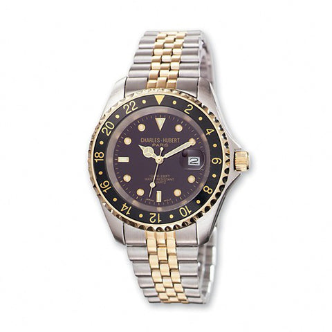 Charles Hubert Paris: Mens Black Dial Two-Tone Stainless Steel Wrist Watch 3663 - 1000Jewels.com