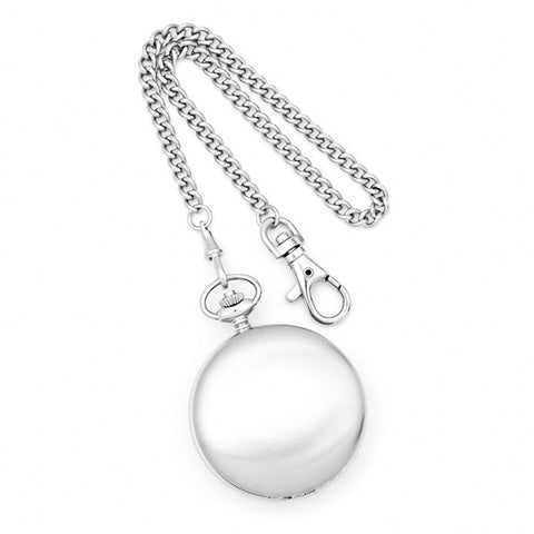 Charles Hubert Paris: White Skeleton Dial Chrome-Tone Brass Pocket Watch 3780-W - 1000Jewels.com