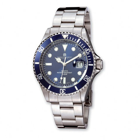 Charles Hubert Paris: Mens Blue Dial Classic Stainless Steel Wrist Watch 3812 - 1000Jewels.com