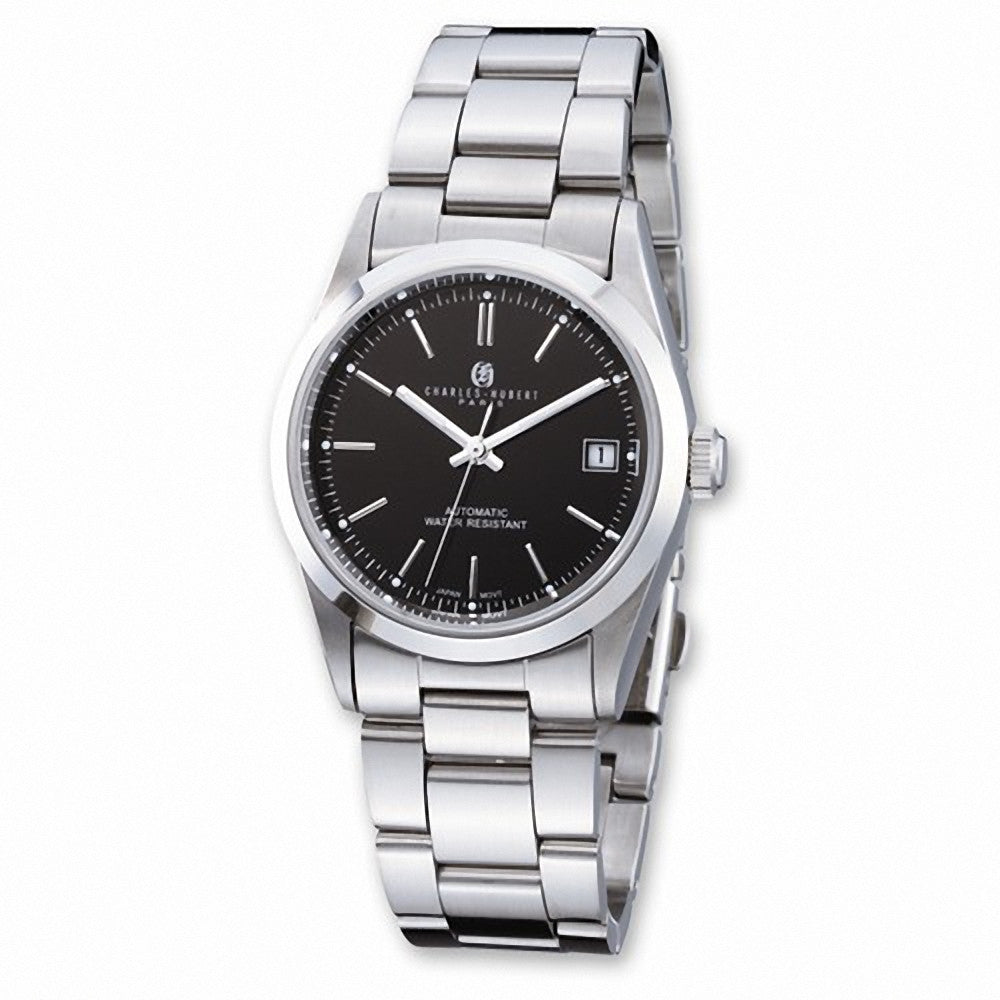 Charles Hubert Paris: Mens Black Dial Classic Stainless Steel Wrist Watch 3825 - 1000Jewels.com