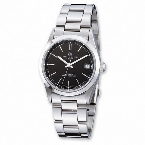 Charles Hubert Paris: Mens Black Dial Classic Stainless Steel Wrist Watch 3825 - 1000Jewels.com