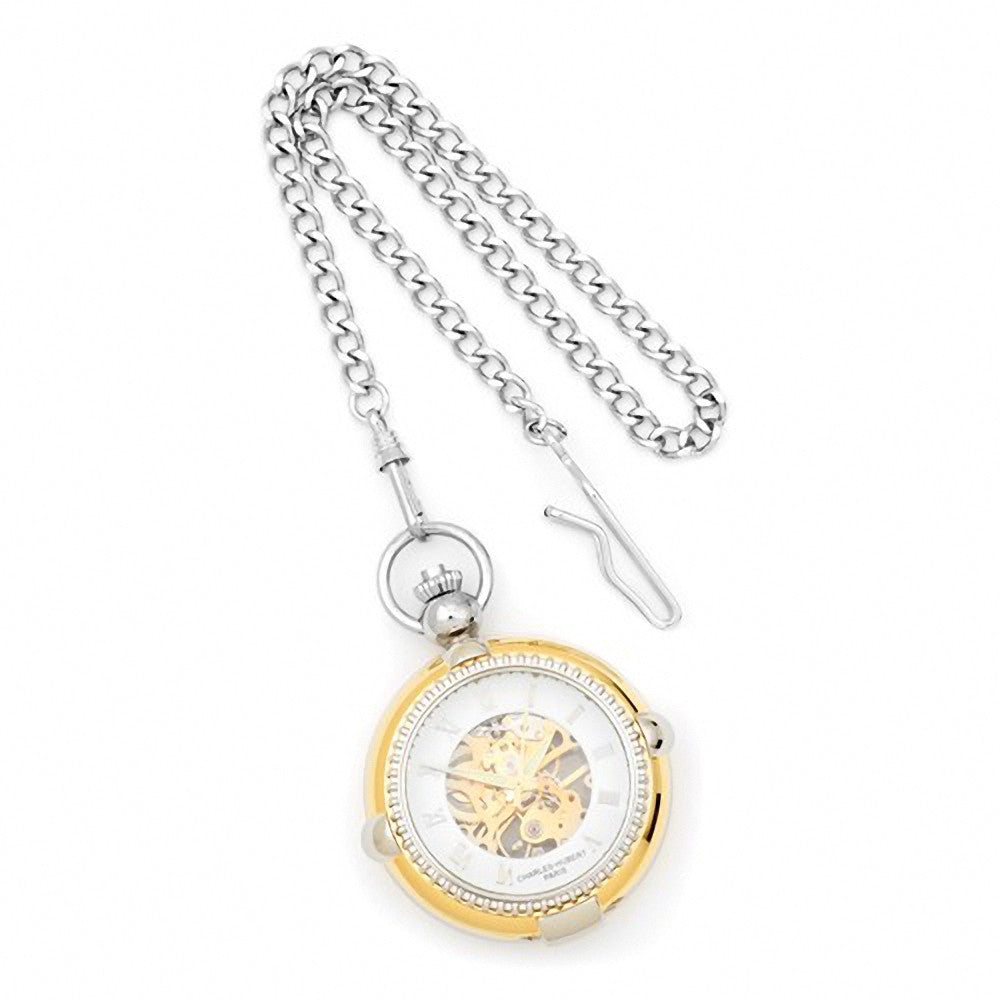 Charles Hubert Paris: Photo Insert White Dial Two-Tone Brass Pocket Watch 3846 - 1000Jewels.com