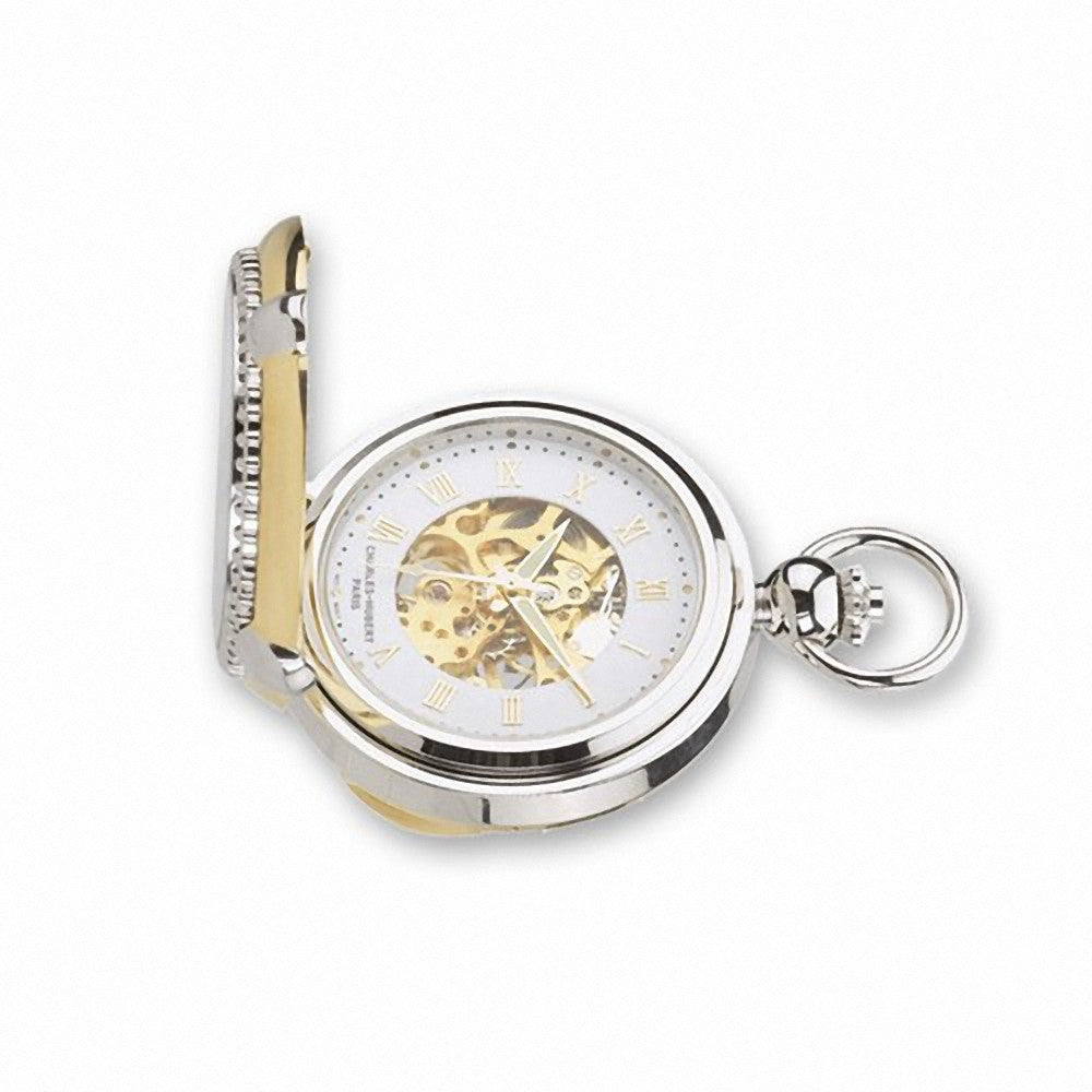 Charles Hubert Paris: Photo Insert White Dial Two-Tone Brass Pocket Watch 3846 - 1000Jewels.com