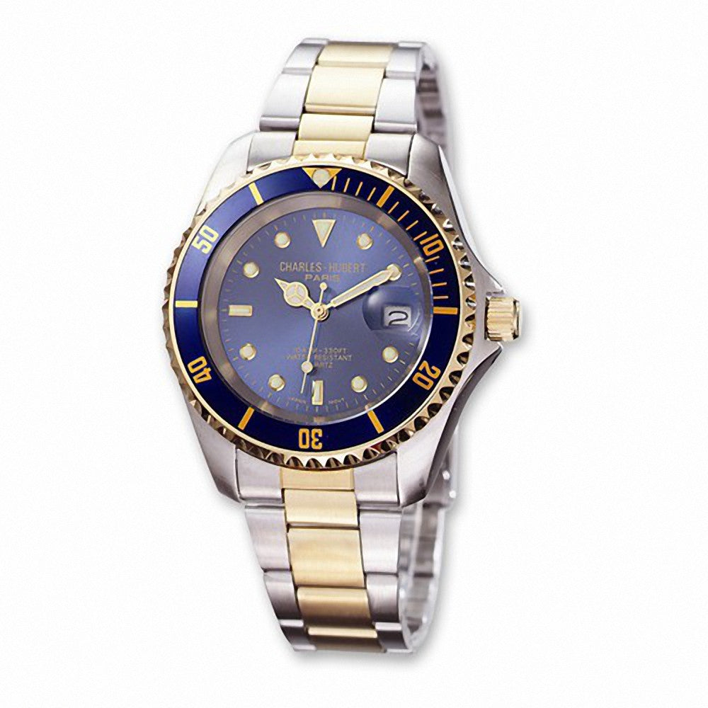 Charles Hubert Paris: Mens Blue Dial Two-Tone Stainless Steel Wrist Watch 3662 - 1000Jewels.com