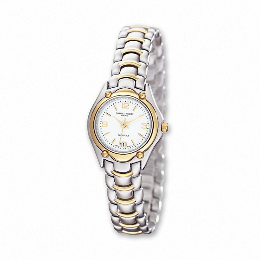 Charles Hubert Paris: Womens White Dial Two-Tone Brass Wrist Watch 6630 - 1000Jewels.com