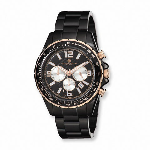 Charles Hubert Paris: Mens Chronograph Black-Tone Stainless Steel Watch 3891-B - 1000Jewels.com