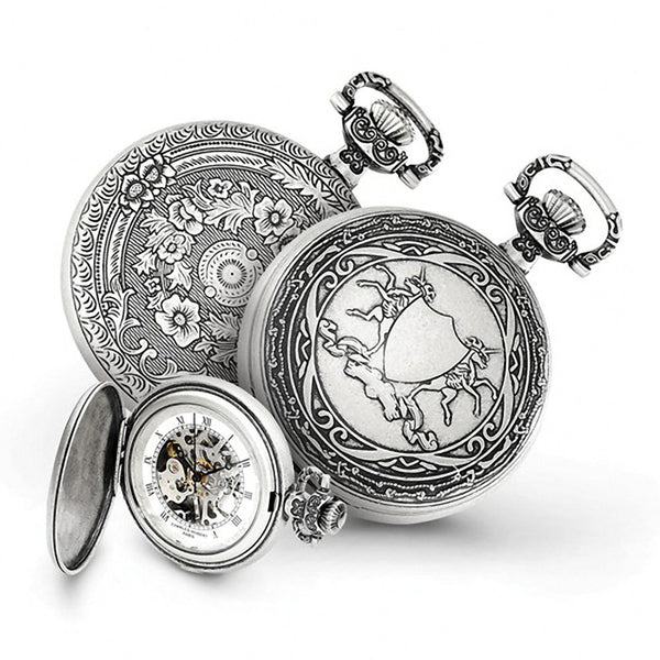 Charles Hubert Paris: Antique Lion Crest Design Brass Pocket Watch
