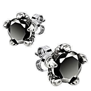 Dragons Claw: 2.50 carat Black Ice Diamond CZ 316L Steel Stud Earrings - 1000Jewels.com
