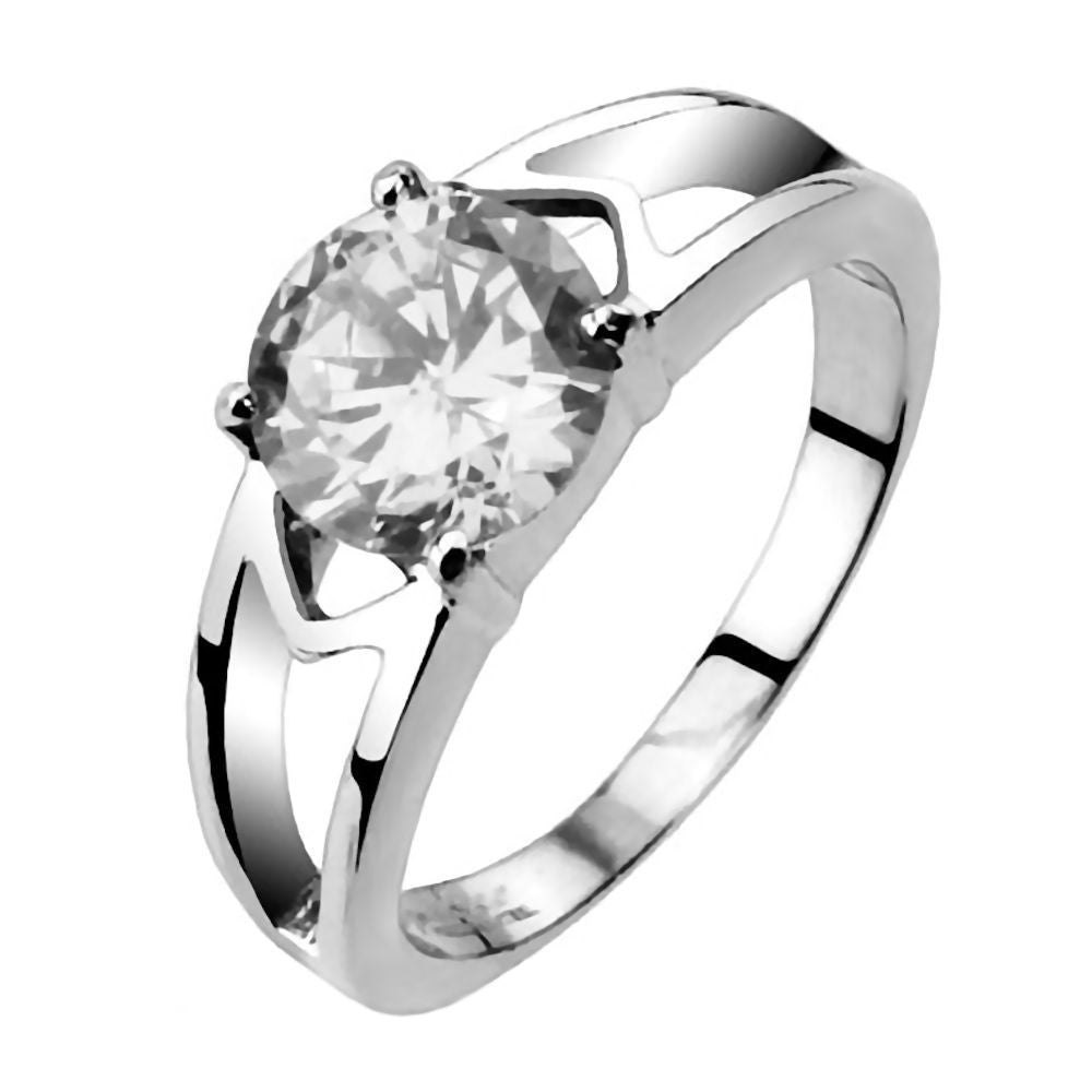 Abigail: 1.25ct Russian IOF CZ Solitaire Split Band Engagement Ring - 1000Jewels.com