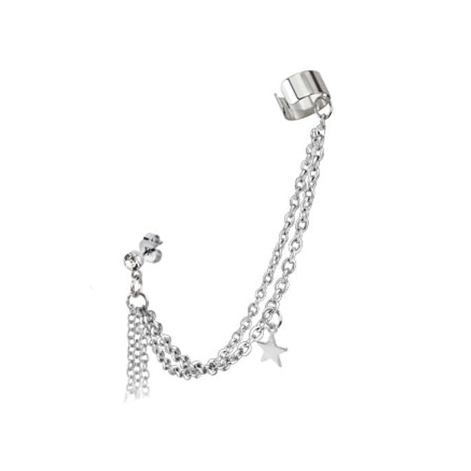 Vega: Crystal Stud Chain with Star Dangle and End Clip 316 Stainless Steel - 1000Jewels.com