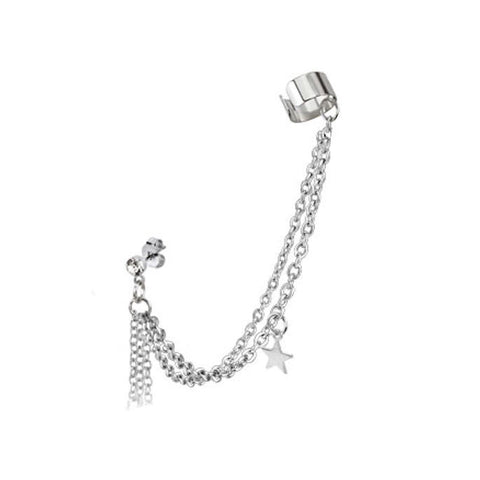 Vega: Crystal Stud Chain with Star Dangle and End Clip 316 Stainless Steel - 1000Jewels.com