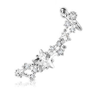 Leah: Crystal Cartilage Left Ear Cuff Earring 316 Stainless Steel - 1000Jewels.com