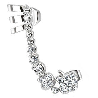 Leah: Crystal Cartilage Right Ear Cuff Earring 316 Stainless Steel - 1000Jewels.com