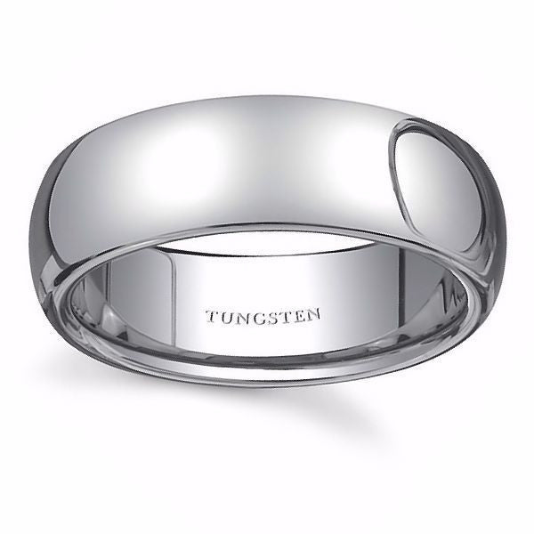 Keaton: 8mm Comfort Fit Domed Tungsten Carbide Unisex Wedding Band - 1000Jewels.com