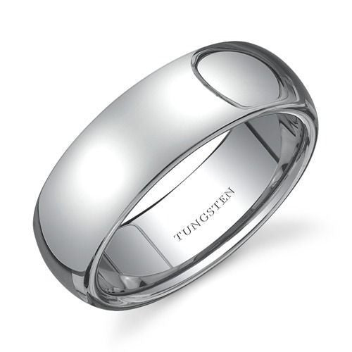 Keaton: 8mm Comfort Fit Domed Tungsten Carbide Unisex Wedding Band - 1000Jewels.com