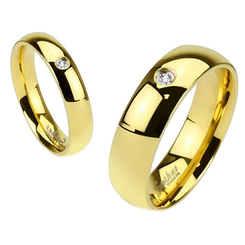 Rowan: 4mm 0.03ct Russian IOF CZ Stone Wedding Band Ring IP Gold - 1000Jewels.com