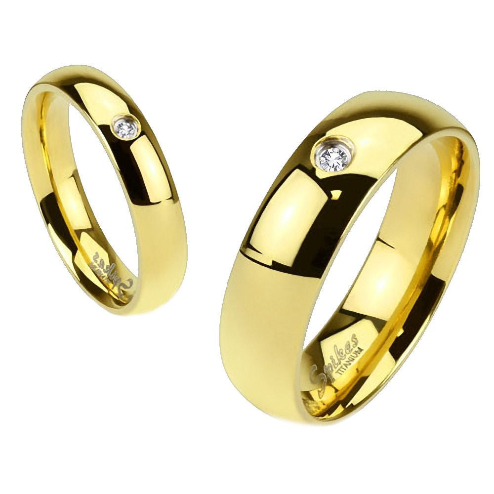 Rowan: 6mm 0.03ct Russian IOF CZ Stone Wedding Band Ring IP Gold - 1000Jewels.com