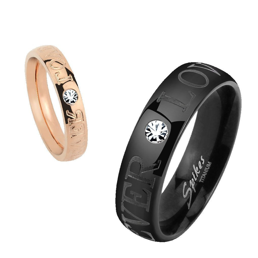 Forever Love: 6mm Titanium & IP Black Rhodium Etched Wedding Band Ring - 1000Jewels.com