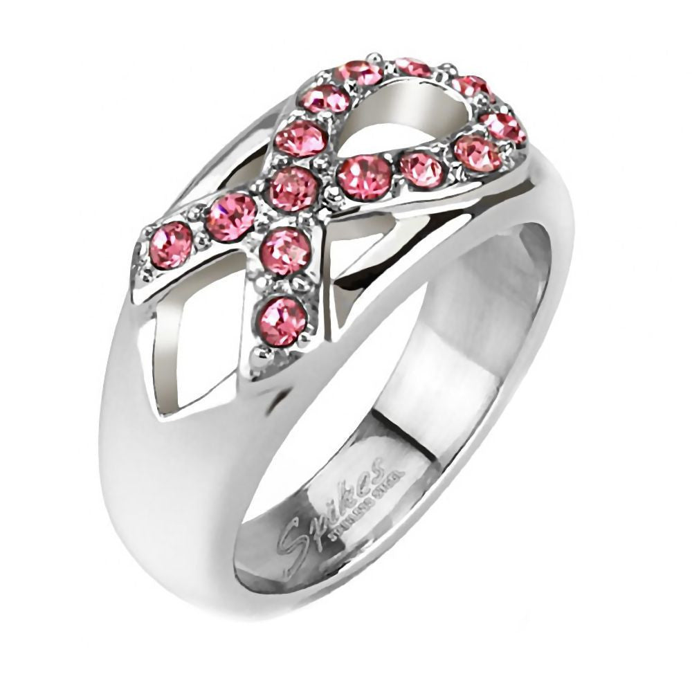 Rosalie: 0.42ct Pink Sapphire Ice CZ Ribbon-pattern Fashion Ring - 1000Jewels.com