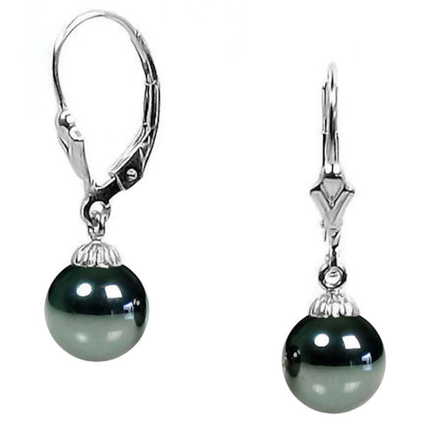 Black Hematite Ball Leverback Earrings 925 Sterling Silver - 1000Jewels.com