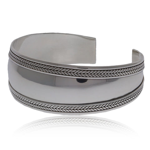 Helen: 24mm Cuff Bangle Bracelet 925 Sterling Silver - 1000Jewels.com