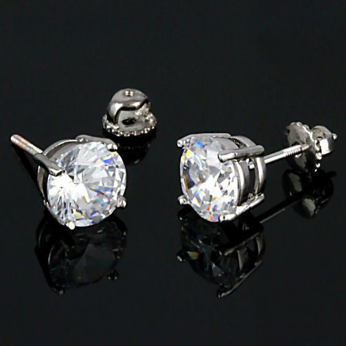 Clark: Mens 6mm Russian Ice Diamond CZ 1.5 carat Screw Back Earrings - 1000Jewels.com