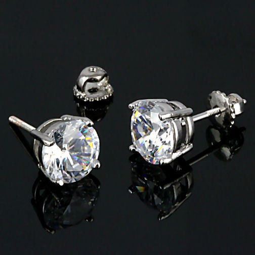 Clark: Mens 6mm Russian Ice Diamond CZ 1.5 carat Screw Back Earrings - 1000Jewels.com