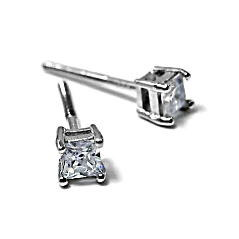 Kara: 0.35ct Threaded Post 3mm Princess Cut Russian CZ Stud Earrings - 1000Jewels.com