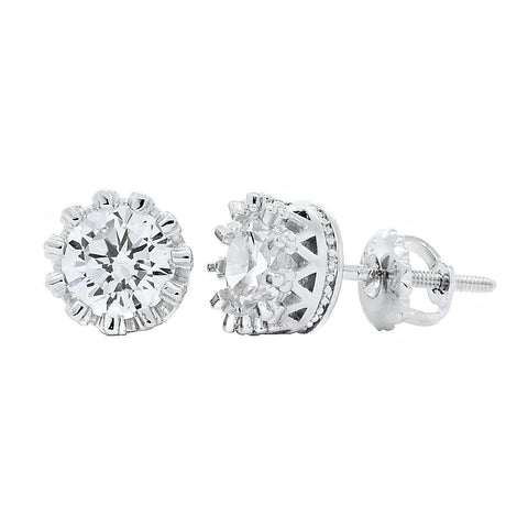 Austin: 6mm, 1.5ct Brilliant Cut Ice CZ Crown Set Screw Back Earrings - 1000Jewels.com